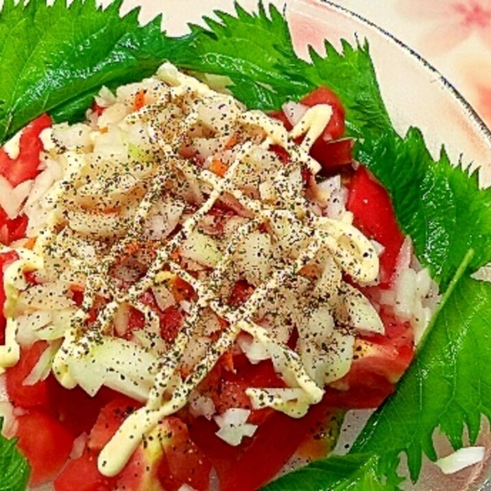 トマト&玉ねぎのオリーブオイル&マヨサラダ